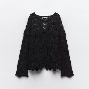 ZARA black  Crochet Knit Sweater